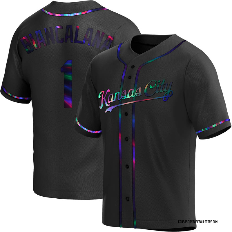 Buddy Biancalana Men's Kansas City Royals Alternate Jersey - Black Holographic Replica
