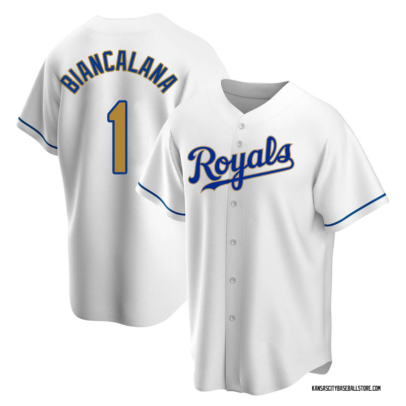 Buddy Biancalana Men's Kansas City Royals White Home Jersey - Gold Replica
