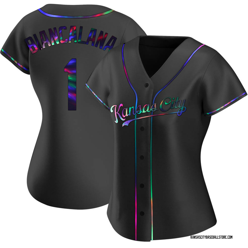 Buddy Biancalana Women's Kansas City Royals Alternate Jersey - Black Holographic Replica