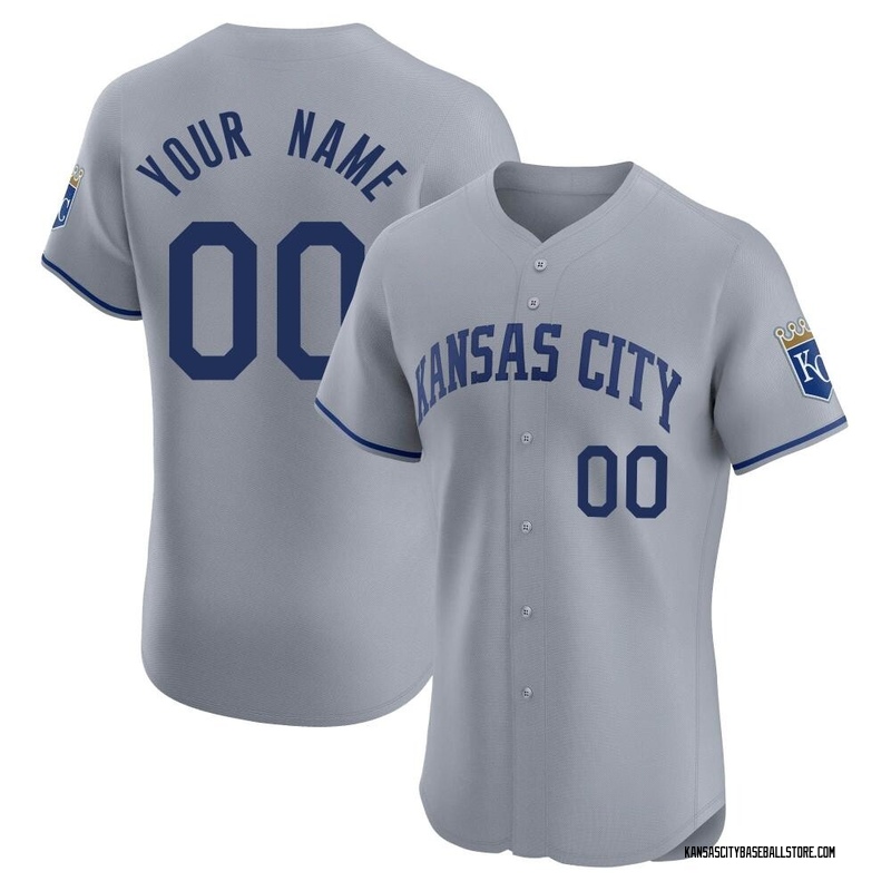 Custom Men s Kansas City Royals Road Jersey Gray Elite