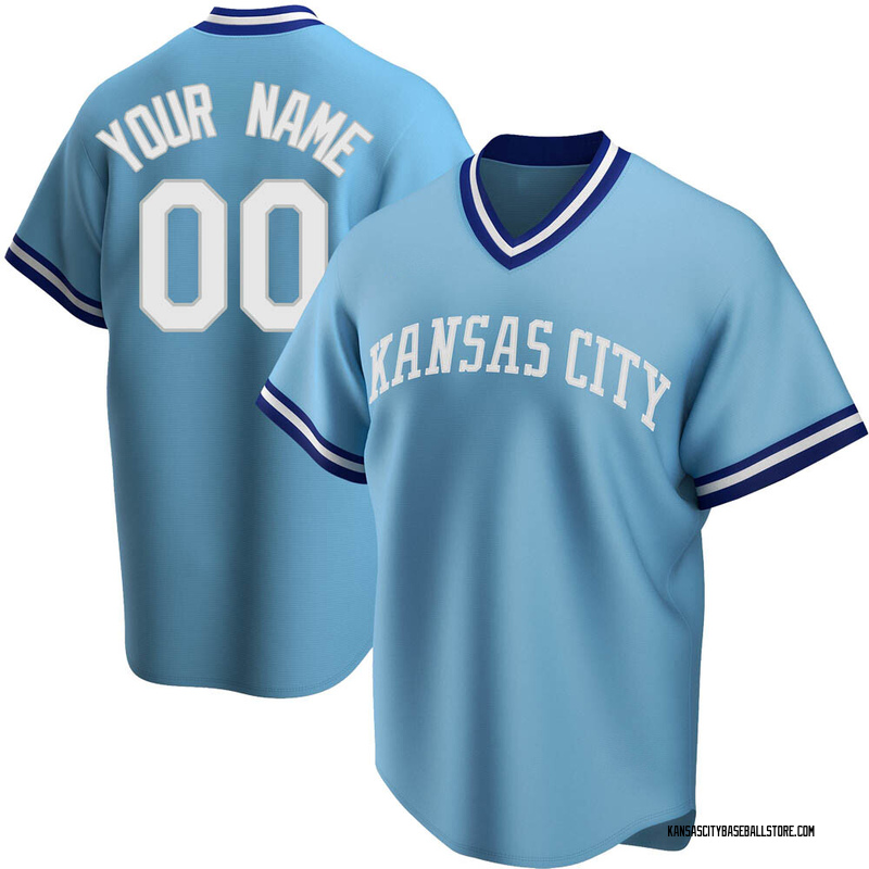 Custom Youth Kansas City Royals Road Cooperstown Collection Jersey - Light Blue Replica